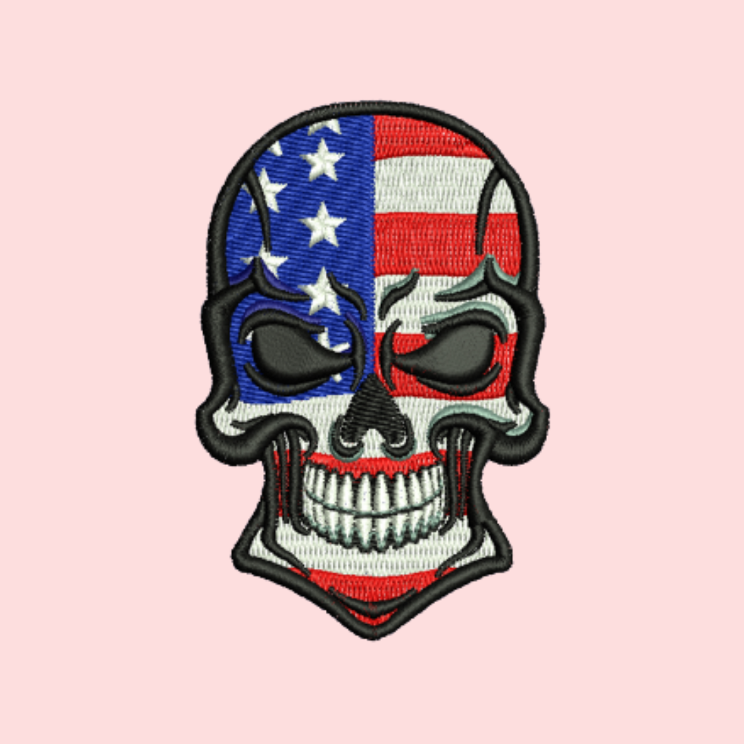 American Skull Embroidery Digitizing